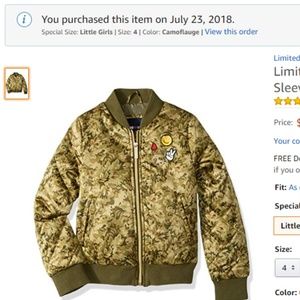 Jacket Limited Too Girls Bomber Jacket Size 4
